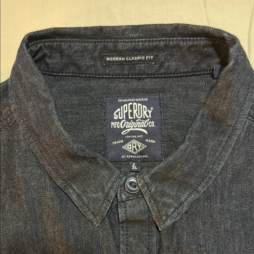 Superdry Dark Navy Blue Heavyweight Denim Shirt